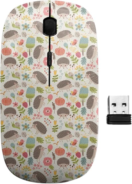 2,4 GHz USB Mouse sans fil, motif de hedgehogs de forêt, les souris électroniques ergonomiques minces pour les enfants