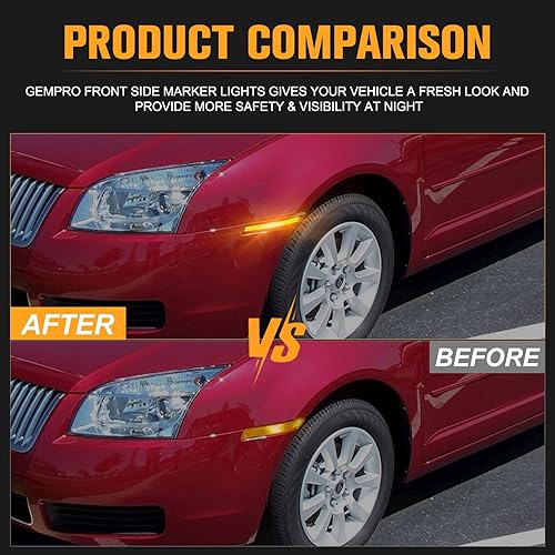 Miniatura 7 de Gempro Luces LED para parachoques delantero lateral para Ford Fusion 2006-2009, luces de señal de estacionamiento, lente ahumada, 2 unidades