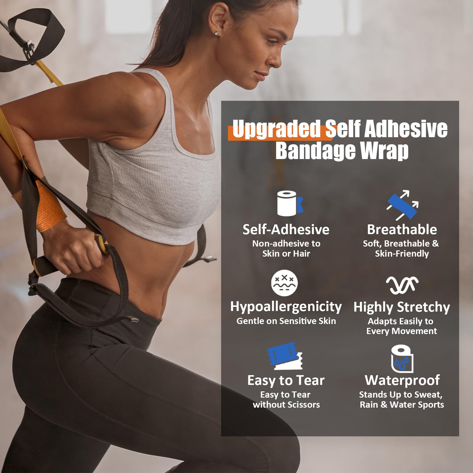 Elastic Bandage Wrap - Adhesive & Breathable -4