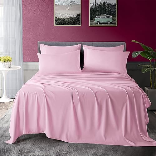 Juego de sábanas de 6 piezas tamaño Queen de microfibra cepillada de 1800 hilos, sábanas suaves de lujo, bolsillo profundo, resistente a las arrugas