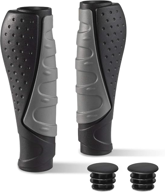 prunus Bike Handlebar Grips, Mountain Bike Grips Rubber Antislip, 22mm Universal MTB Grips for MTB Mountain Bike,Electric Bike,BMX,Folding Bike,Scooter etc. (Black+Grey)