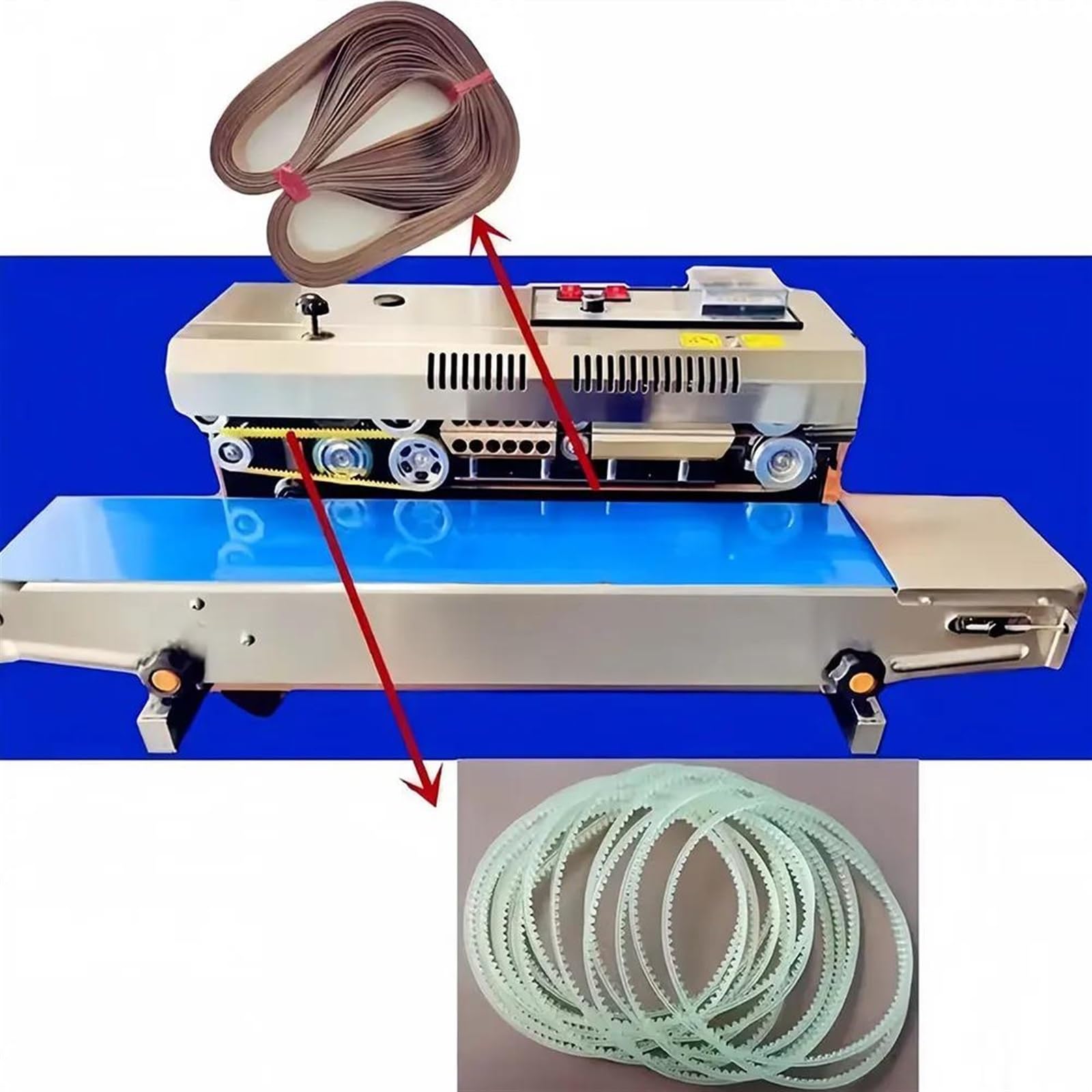Lot 10 Courroies Crantées 428 Mm Pour Machine à Sceller FR-900 / FR-750 / FR-1000 - Pièces De Rechange Solides