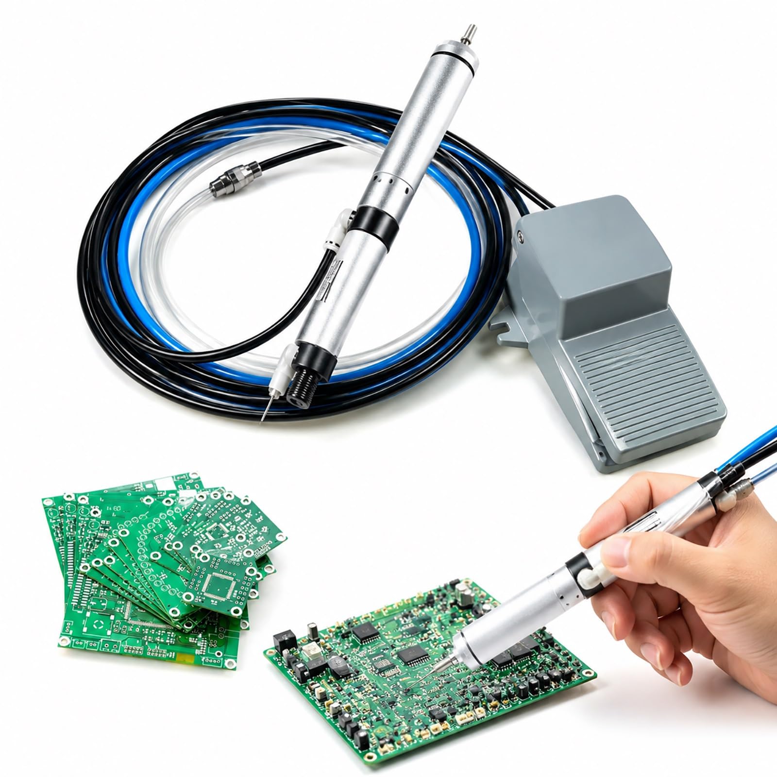 Ventosa Di Saldatura Automatica, Pompa Dissaldante Pneumatica Con Punta Flessibile, Aspiratore D'aria Portatile Leggero Per Giunti Pesanti E Rilavorazione Di Manutenzione PCB Di Dispositivi