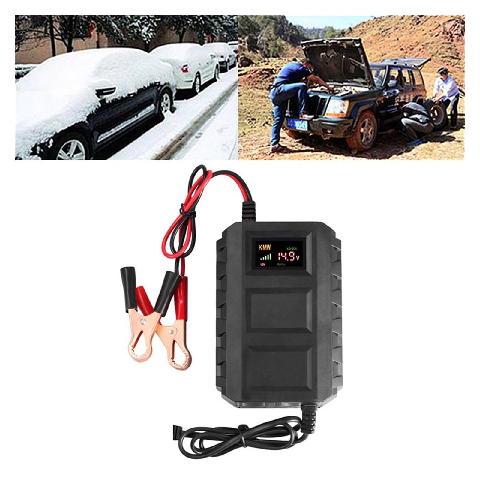 12V 20A Automóvil Coche Motocicleta Cargador De Batería Plomo Ácido Sellado Inteligente Pantalla Digital LED Potente Carga Rápida