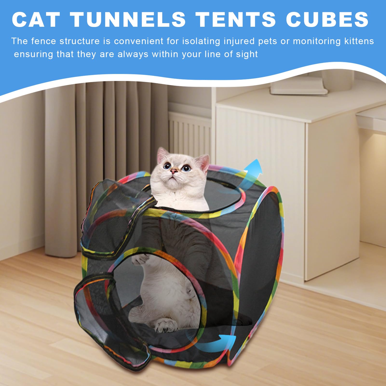 Outdoor Cat Enclosure With Tunnel - Portable Catio Playpen For Indoor Cats