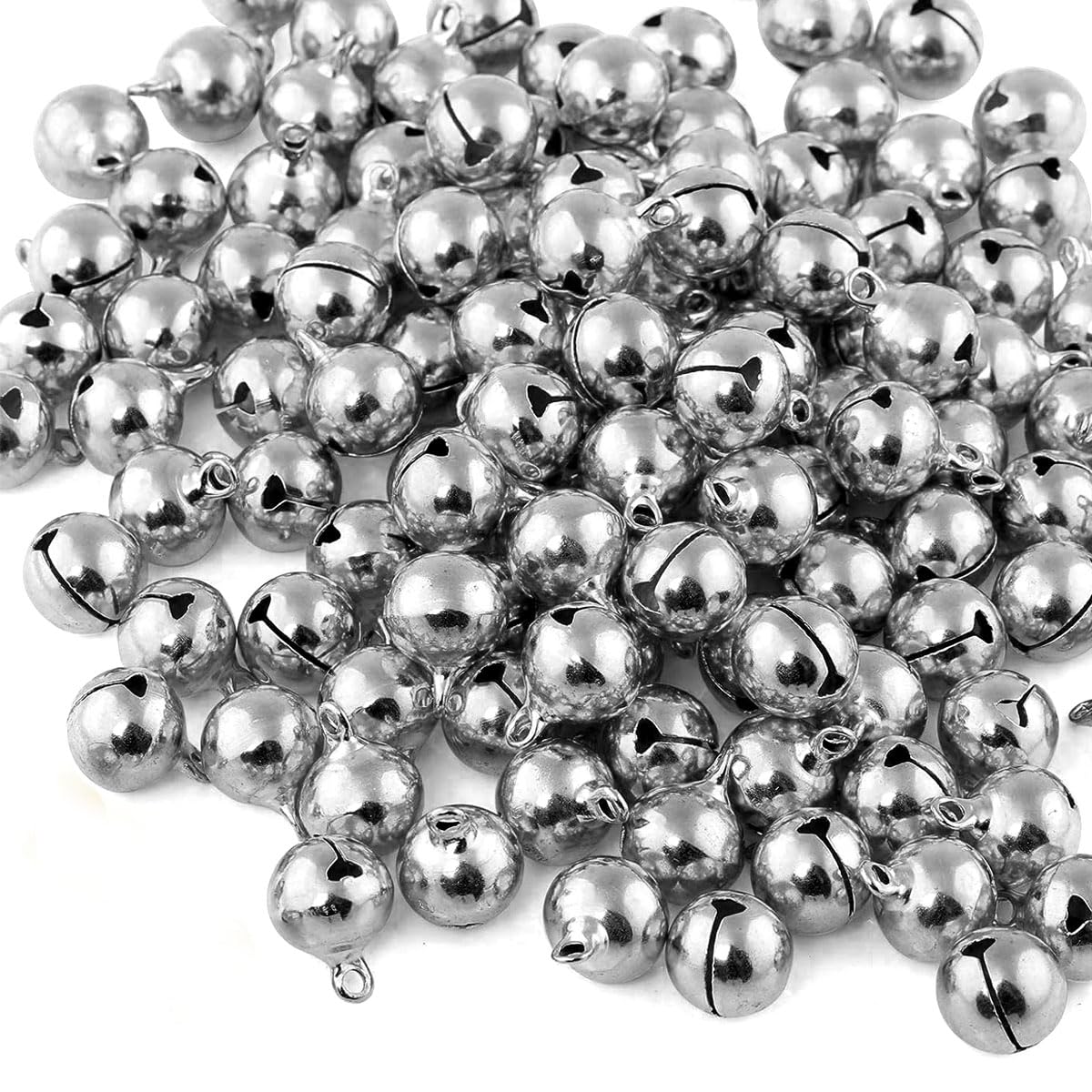100 Pcs Mini Cloches De Noël Argentées, Grelot Clochette De Noël 12 Mm