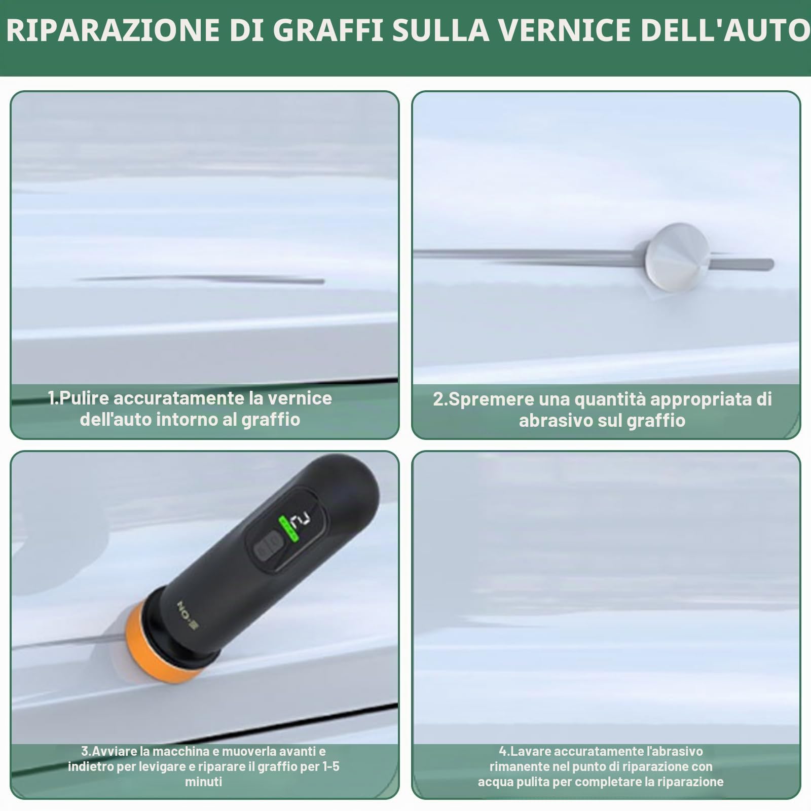 Lucidatrice per auto, kit lucidatrice senza fili per auto, riparazione graffi, macchina per la pulizia della pellicola oleosa sui vetri, lucidatrice senza fili per la cura dell'auto, ceratura