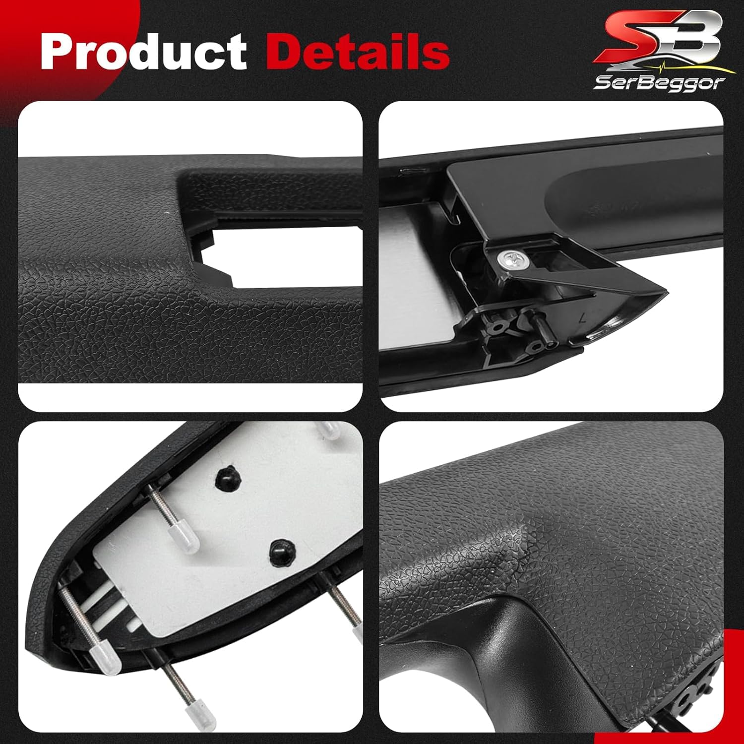 22818465 Front Left Driver Side Door Panel Armrest Compatible with GMC Sierra/Chevy Silverado 1500 2500HD 3500HD 2010-2014, Door Panel Armrest Repair with Door Release Handle Below Armrest