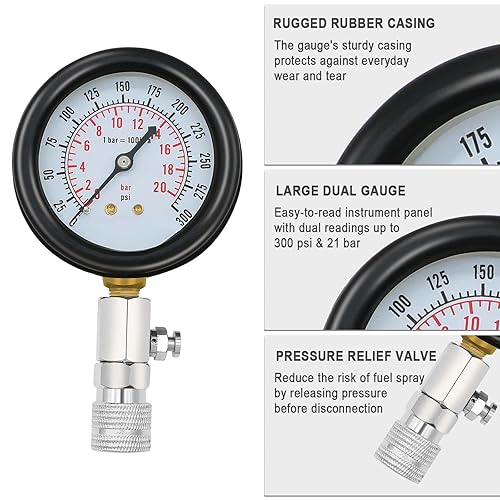 Miniatura 3 de Probador de compresión automotriz - 8 manómetro de presión del cilindro del motor para motor de gasolina, medidor de herramientas automotrices para