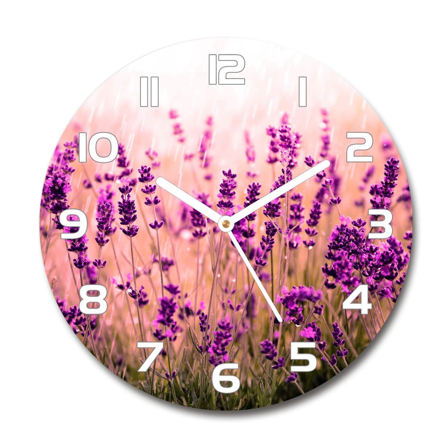 Horloge murale lavande en verre Tulup 60x60 cm silencieuse pour salon design