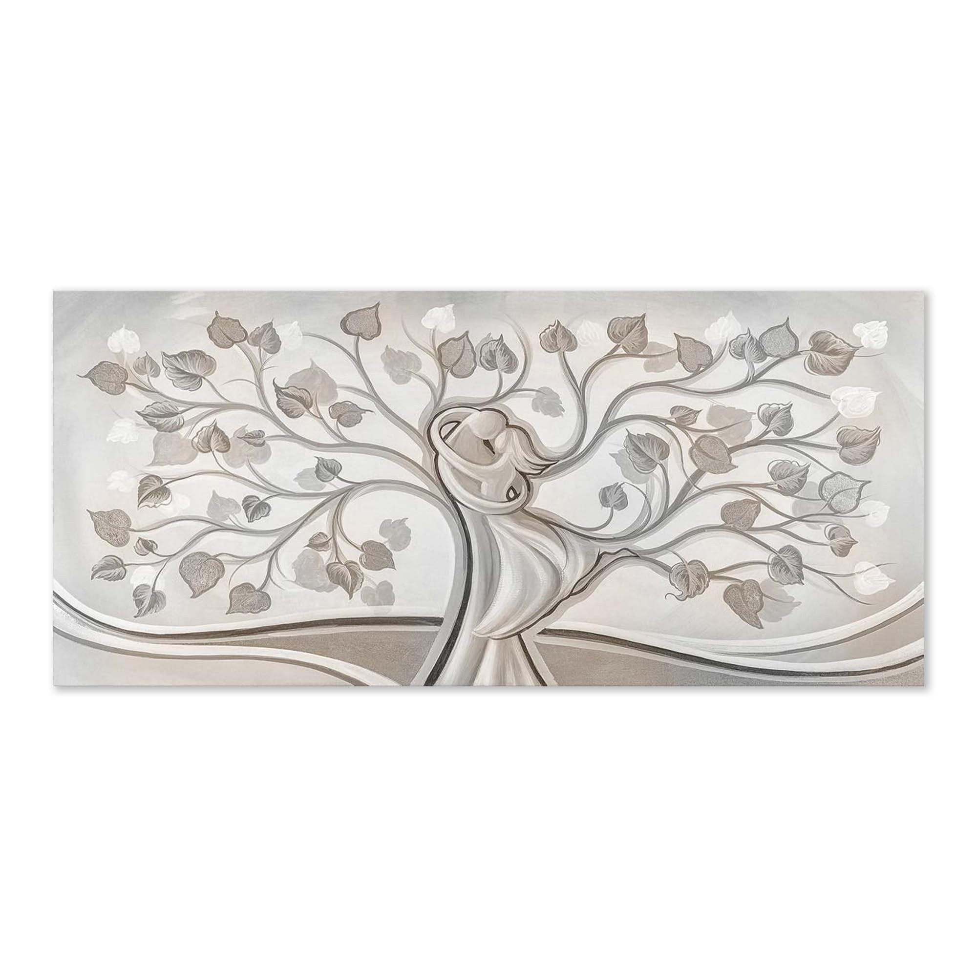 Lupia - Quadro Moderno PICTURES Albero Abbraccio su Tela Materica, Stampa Astratta, Decorazione per Soggiorno, Camera da Letto, Ufficio, Hotel, 52x122 cm, Tela, Made in Italy