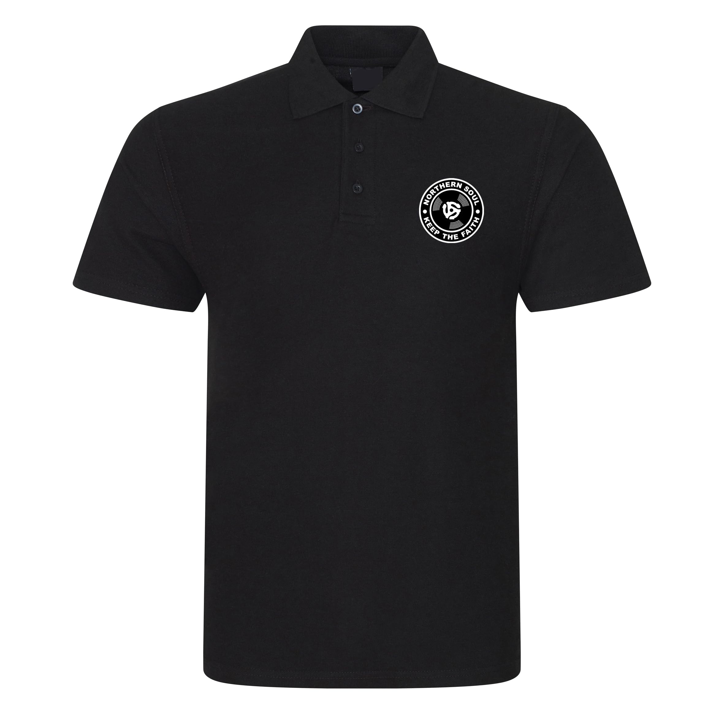Apm Apparel Men's Black Northern Soul Vinyl Record Records Keep The Faith Polo Shirt Ska Mod Casual (Uk, Alpha, Xxl, Regular, Regular, )