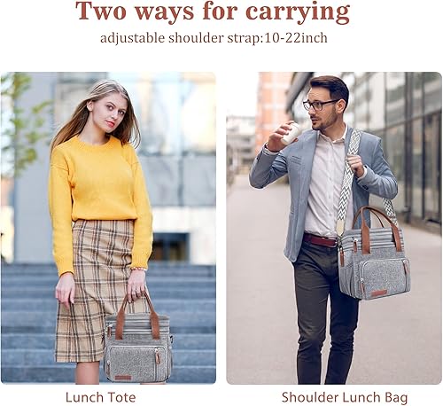 Miniatura 8 de LOKASS Lonchera y bolsa de almuerzo para mujeres y hombres, doble cubierta, lonchera grande con aislamiento para adultos, a prueba de fugas, bolsa