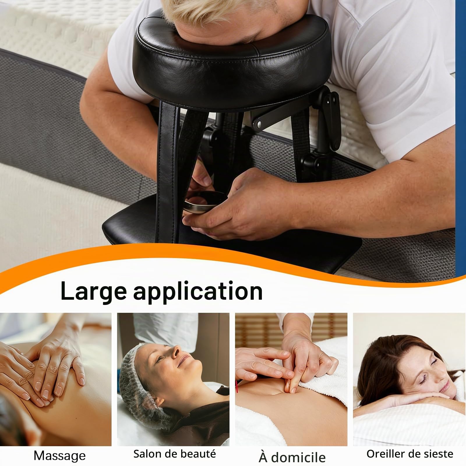 BRGD Appuie-tête de Massage pour Lit, Réglable à 180 ° Berceau D'appui-tête avec Support de Coussin pour Divers Environnements, Notamment Maison, L'école et Centres de Bien-être