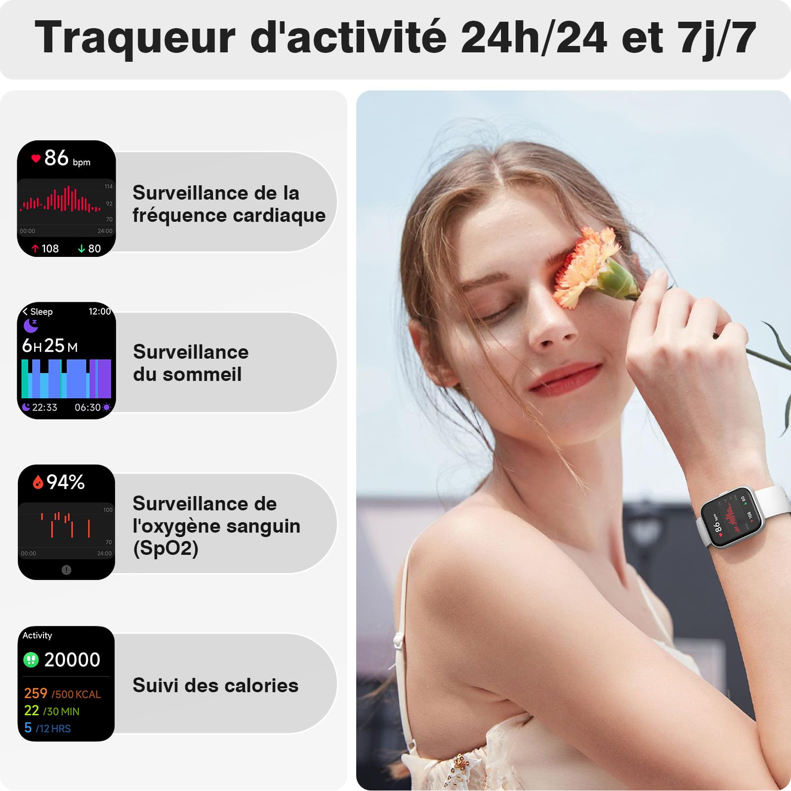 Fitpolo Reloj Inteligente Mujer con Llamadas y Alexa Asistente, 1.8" Smartwatch con IP68 Impermeable, Monitor de Pulsómetro/Sueño/SpO2, 110+ Modos Deportes Pulsera Actividad Mujer para Android/iOS