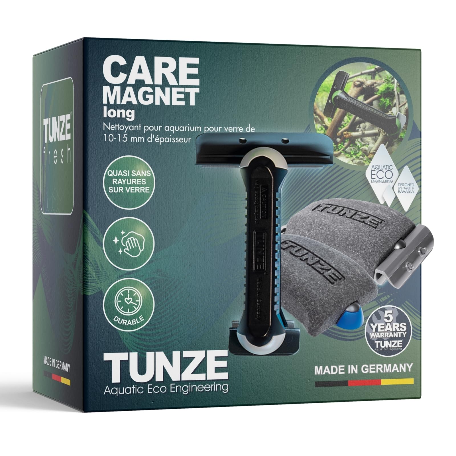 TUNZE Care Magnet Long Aquarienreiniger für 10-15 mm Glasstärke mit Edelstahlklinge