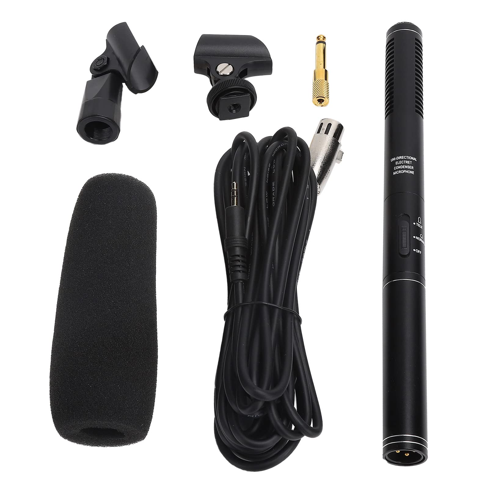 Microfono per Intervista a Condensatore Microfono per Registrazione Fotografica per Videocamere DSLR DV Camcorder, Microfono per Fotocamera con Supporto in Metallo, Copertura in Schiuma(Nero 28 cm)