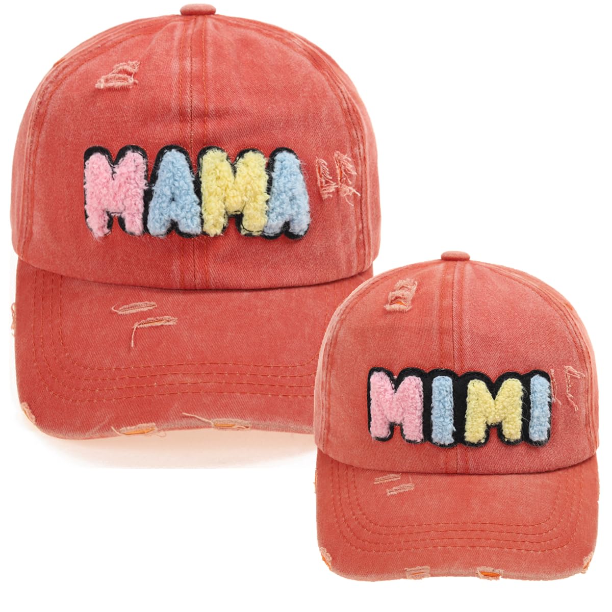 Pumjug Mama & Mini Matching Baseball Caps, 2 Piece Parent-Child Hats Set, Cute Retro Baseball Hats for Women and Daughter Tangerine