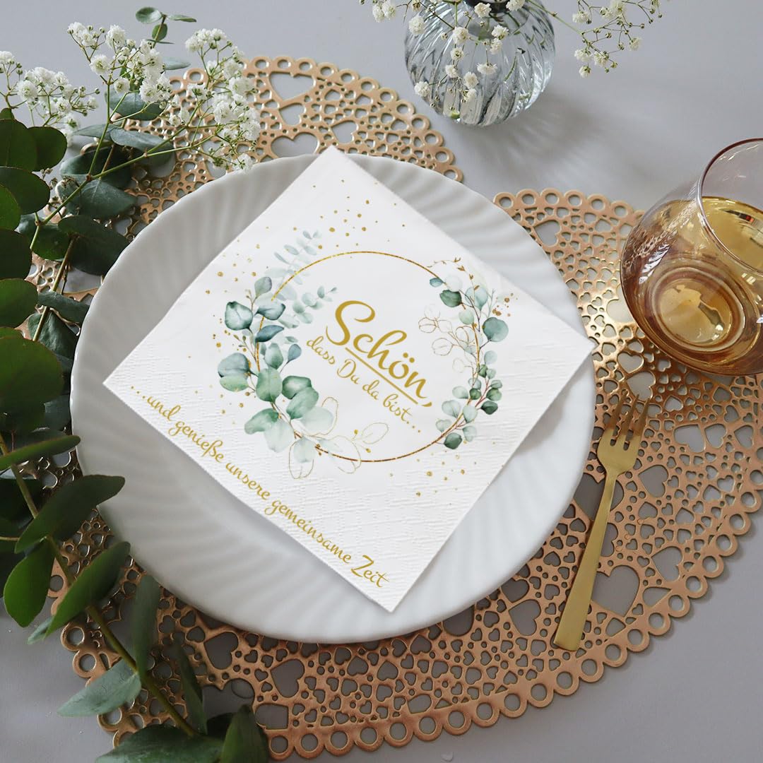 20 Servietten Schön Dass Du Da Bist Deko Für Hochzeit Geburtstag Kommu - Oblique Unique