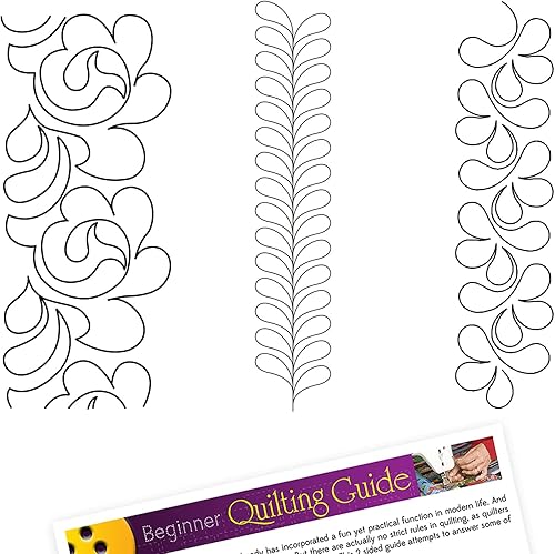 Juego de 3 plantillas de edredón de plástico para bordes, patrones, borde de plumas, fajas, diseño de salpicaduras con guía de edredón disponible en Yaxa Peru