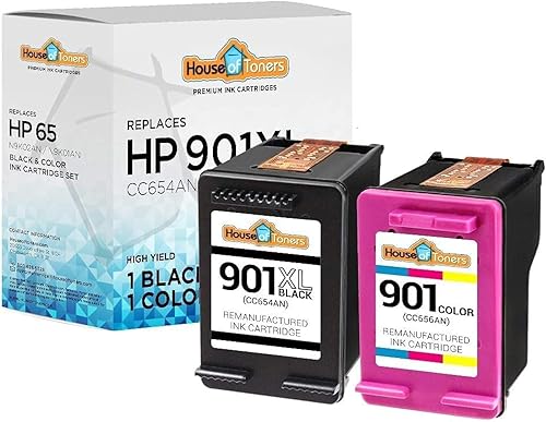 Houseoftoners Cartucho de tinta de color negro para HP 901XL CC654AN y HP 901 CC656AN, repuesto de alto rendimiento Officejet 4500 J4540 J4550 J4580
