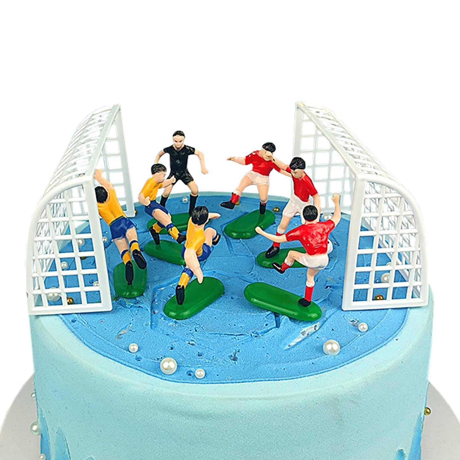 ZHUGULIALI 9pcs Decoracion Tarta Futbol Kit de Decoración de Tartas de Cumpleaños con Figuras de Fútbol Cake Topper con Temática de Fútbol para Fanáticos del Fútbol Amantes del Fútbol