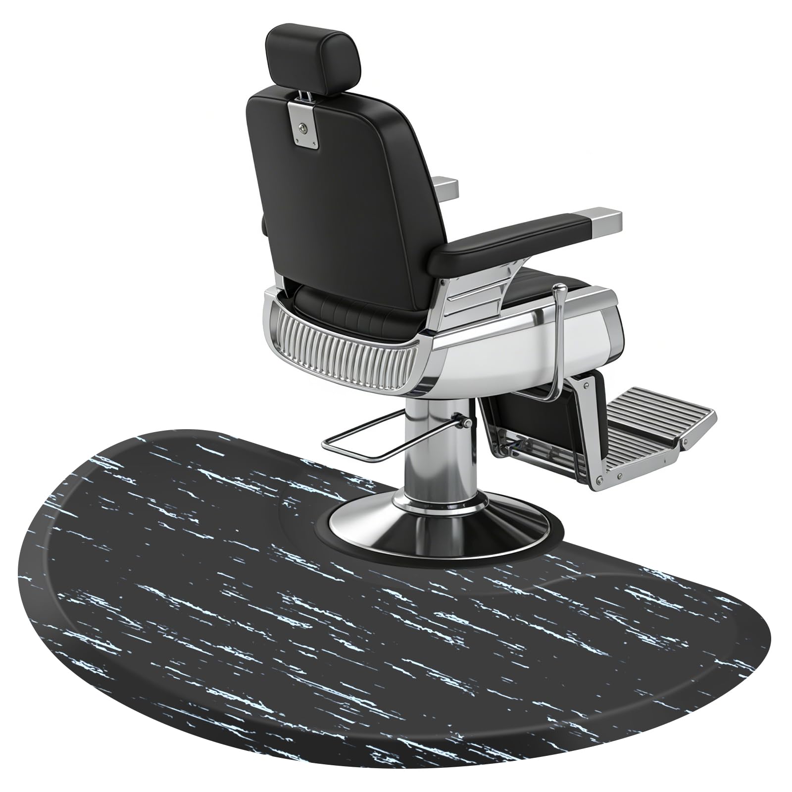 TOROKOM Barber Shop Chair Mat, 3 ft x 5 ft Anti Fatigue Salon Floor Mat for Circle Chair Base Hair Stylist Beauty Floor Mats Thick Semicircle Office Comfort Floor Mat for Salon & Barber (Black Marble)
