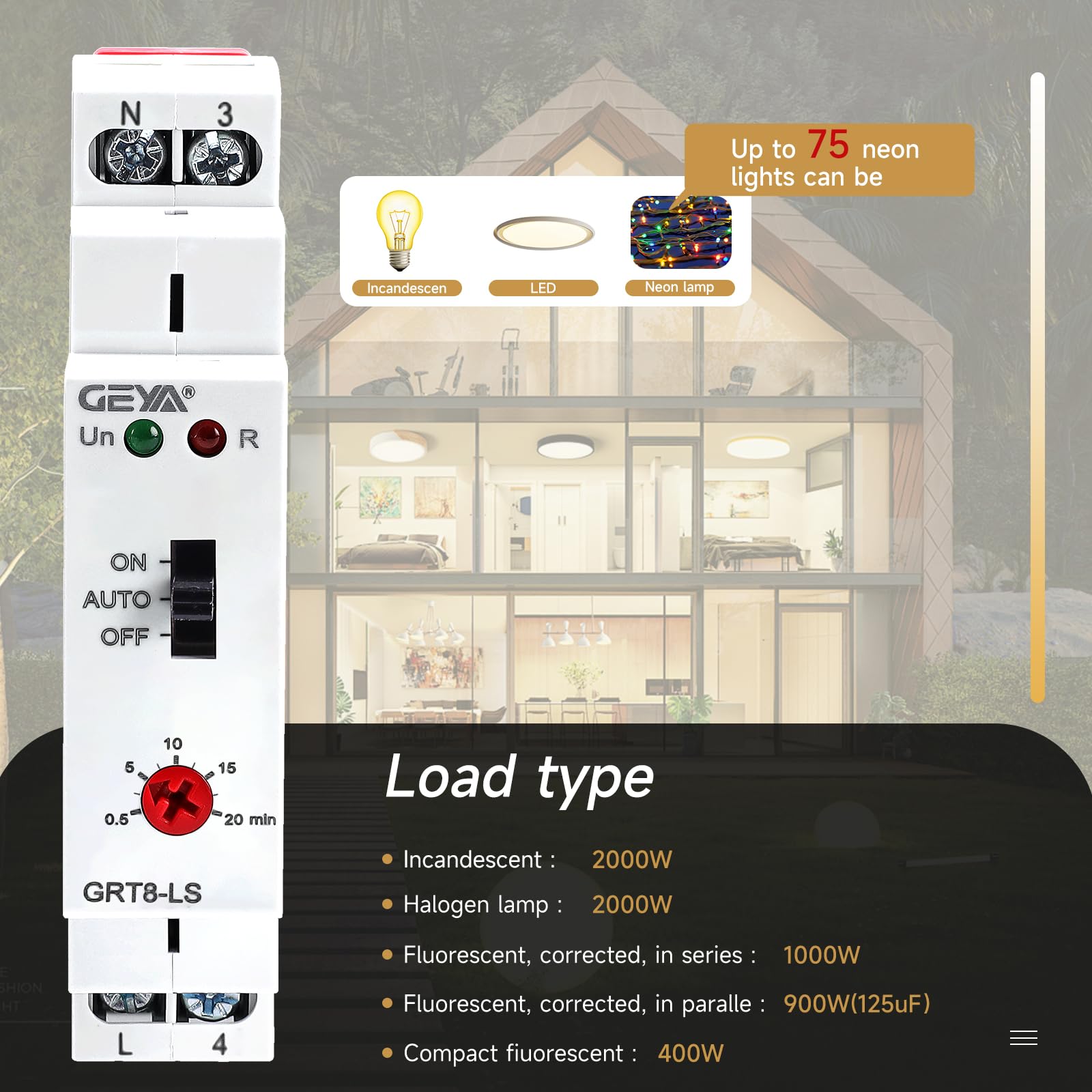 GRT8-LS AC 220V Corridoio Relay Relè Luci Scale Temporizzatore, Timer Interruttore Luce Scala 0,5-20 Minuti Regolabile Per Illuminazione Corridoio