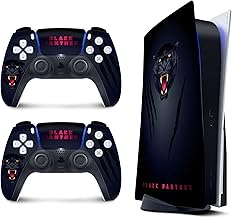 PS5 Black Panther Skin for Ps5 skin PlayStation 5 Console skin and 2 Controllers, Black ps5 skin Vinyl 3M - Full wrap ps5 Cover Decal,ps5 Stickers (Disk Edition)