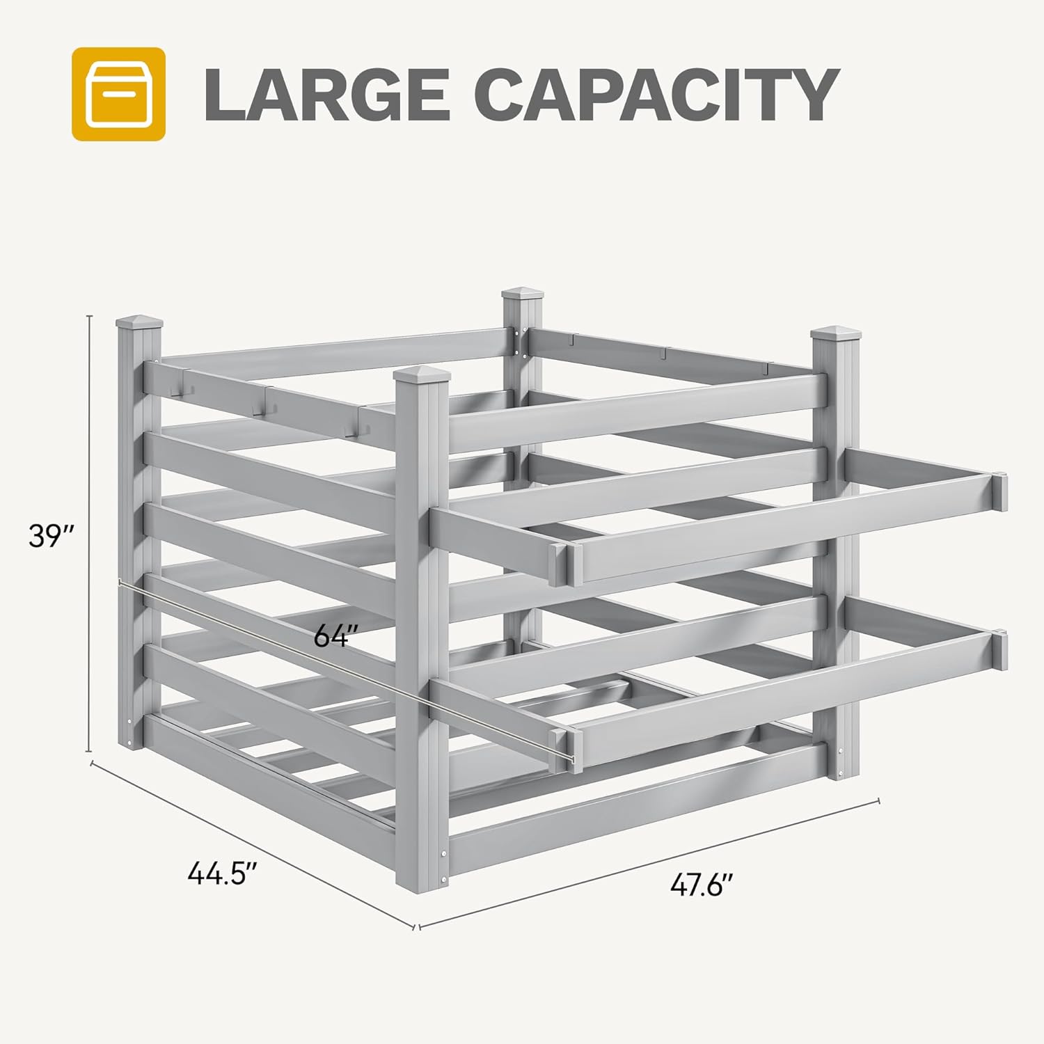 DWVO Pool Storage Organizer with 6 Adjustable Hooks, Large Pool Float Holder & Noodle Storage Rack, Outdoor Waterproof Pool Equipment Organizer for Floats, Goggles, and Beach Balls, Light Gray