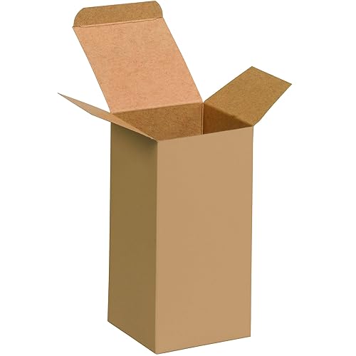 Ship Now Supply SNRTS22 Reverse Tuck Folding Cartons, 3" x 6", 3" Width, 6" Height, 3" Length, Kraft (Pack of 250)