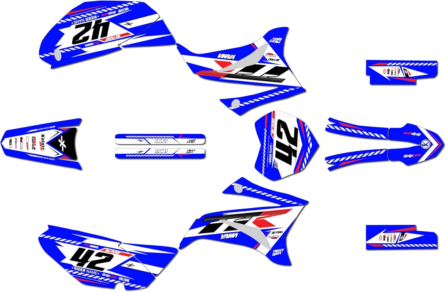 Graphics Kit for Yamaha TTR 125 (2008-2023) Lethal Series Blue 16 Mil - Dirt Bike Custom Racing Graphics Decals Stickers Kit, no-Plastics