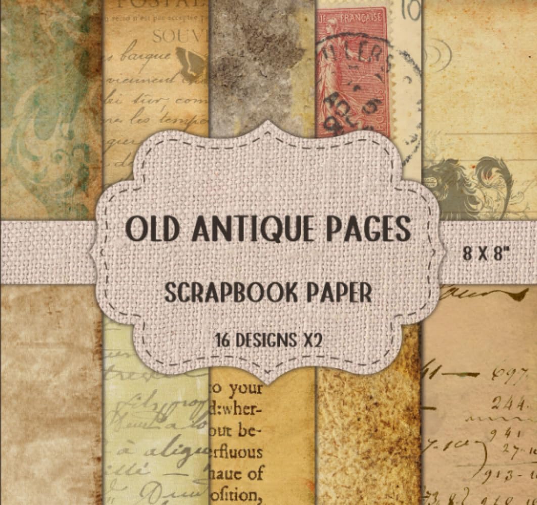 Old Antique Pages Scrapbook Paper - Double Sided 8 x 8" Sheets: Vintage ...