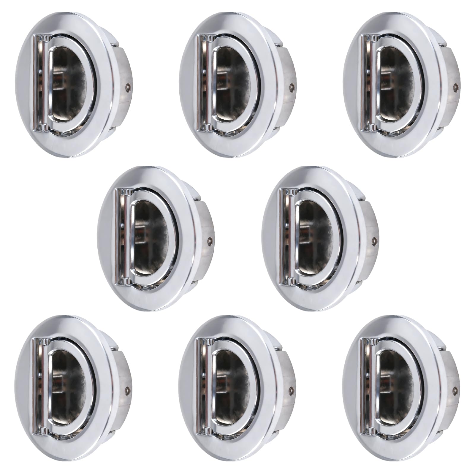 MOROBOR Round Pull Ring Embedded Handle, 8pcs Tatami Hidden Handles Invisible Cabinet Door Furniture Hardware with Screws for Cabinet Wardrobe Drawer(Bright Silver) — image 1
