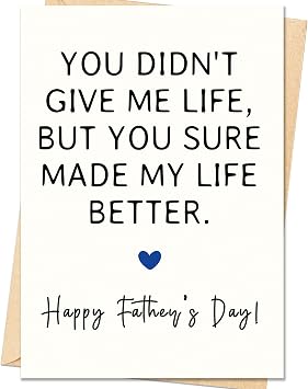 IDU Step Dad Fathers Day Card, Step Dad & Bonus Dad Fathers Day Card Gifts | Happy Fathers Day Cards Gifts Decorations for Stepdad, Emotional Stepfather Appreciation Cards with Envelope