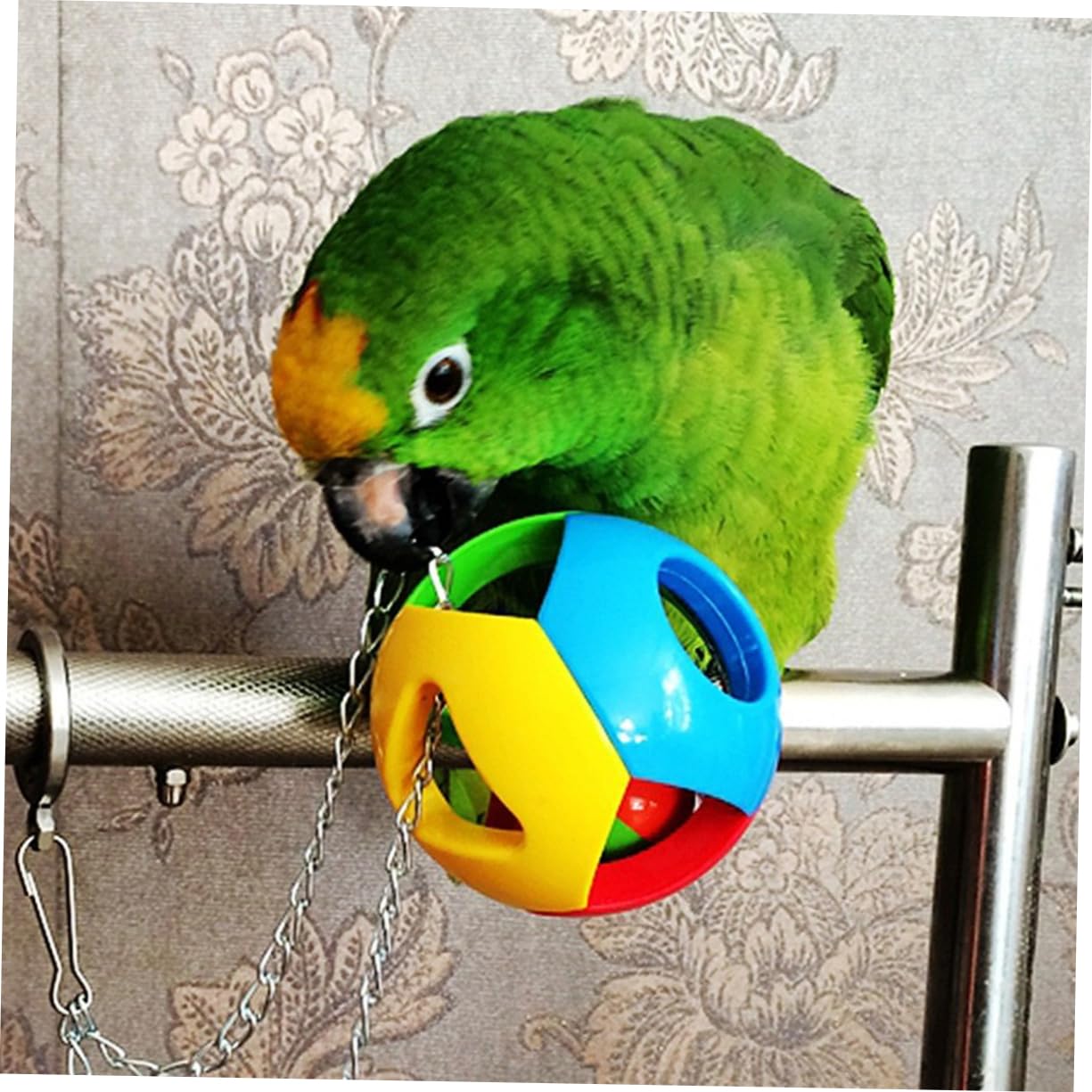 DOITOOL 3 Pcs Juguetes para Pájaros - Pelota de Masticación para Loros con Campana - Accesorios de Jaula Agapornis Periquitos - Juguete de Entrenamiento Interactivo para Aves Pequeñas y Medianas
