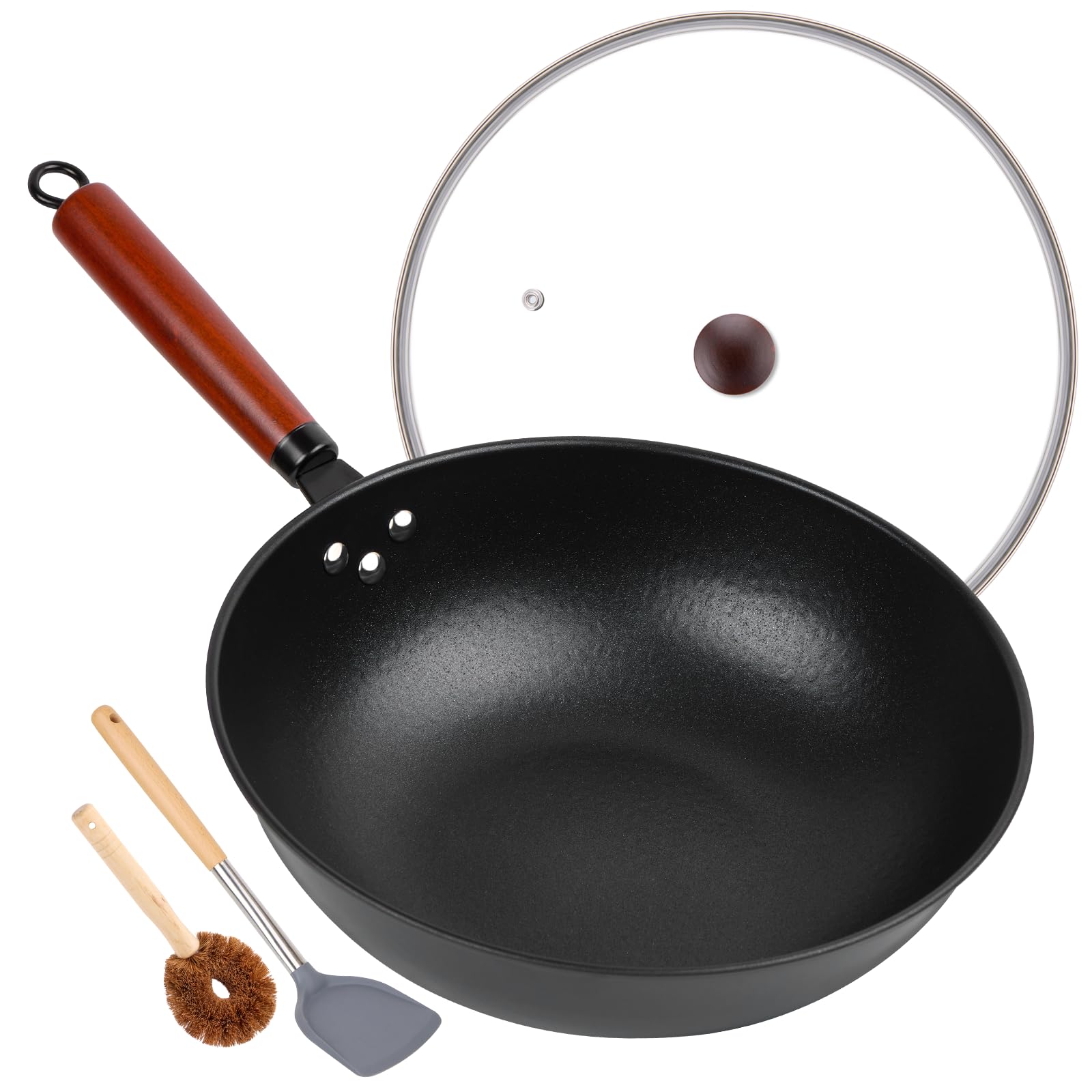 Bretor 13 Inch Nonstick Flat Bottom Wok Set