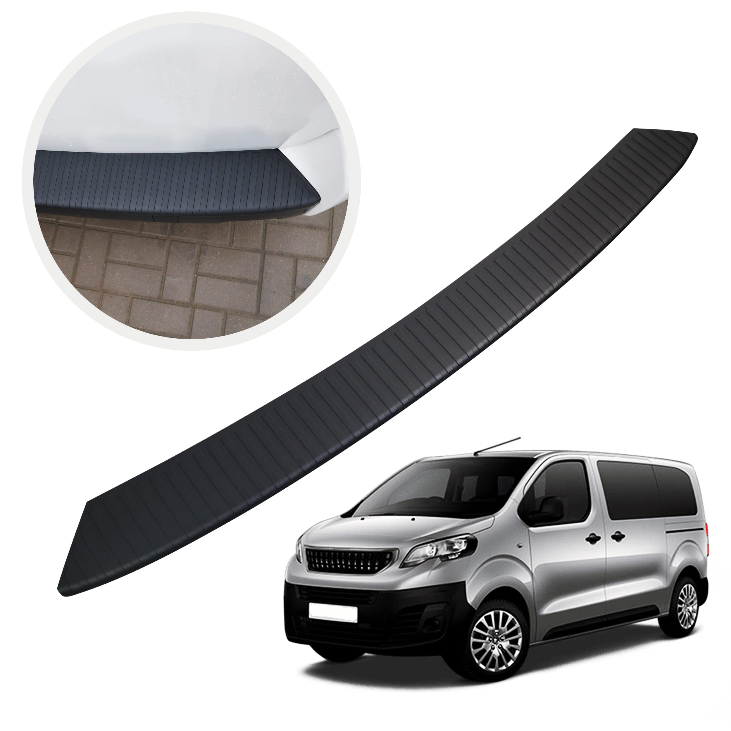 CHROMEMASTER | Compatible avec Peugeot Expert 2016- L3 Long | Protection de Pare-Chocs arrière | Plastique, Noir Mat | Protection de seuil de Coffre pour protéger Votre Voiture des Rayures