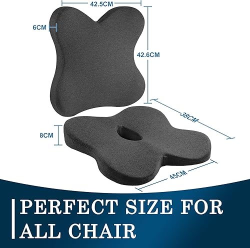 Miniatura 5 de Eyamummo - Combo de cojín de asiento y respaldo para silla de oficina, cojines ergonómicos de espuma viscoelástica pura y almohada ortopédica de