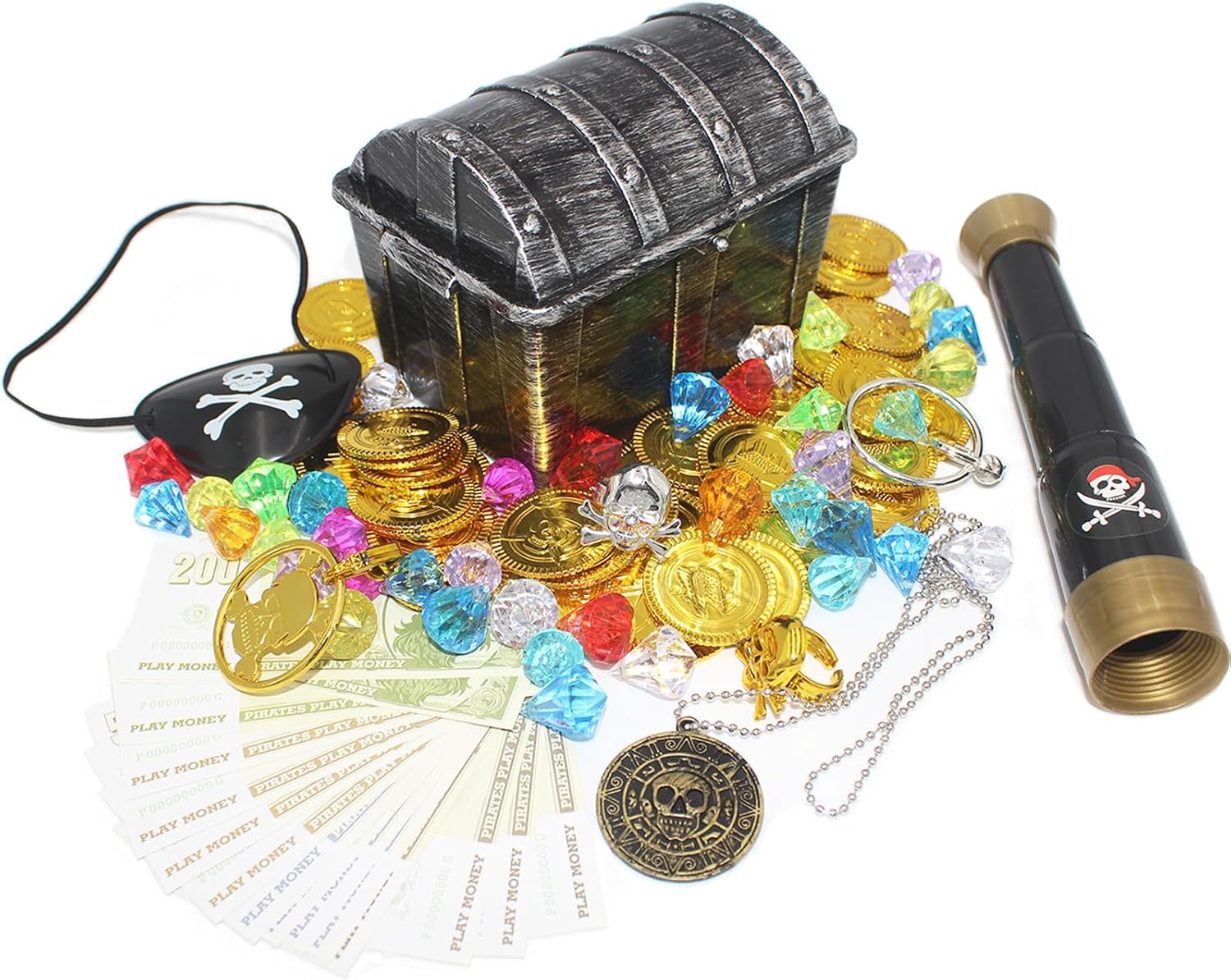 Pirate Treasure Box Toy Set for Kids, Vintage Pirate