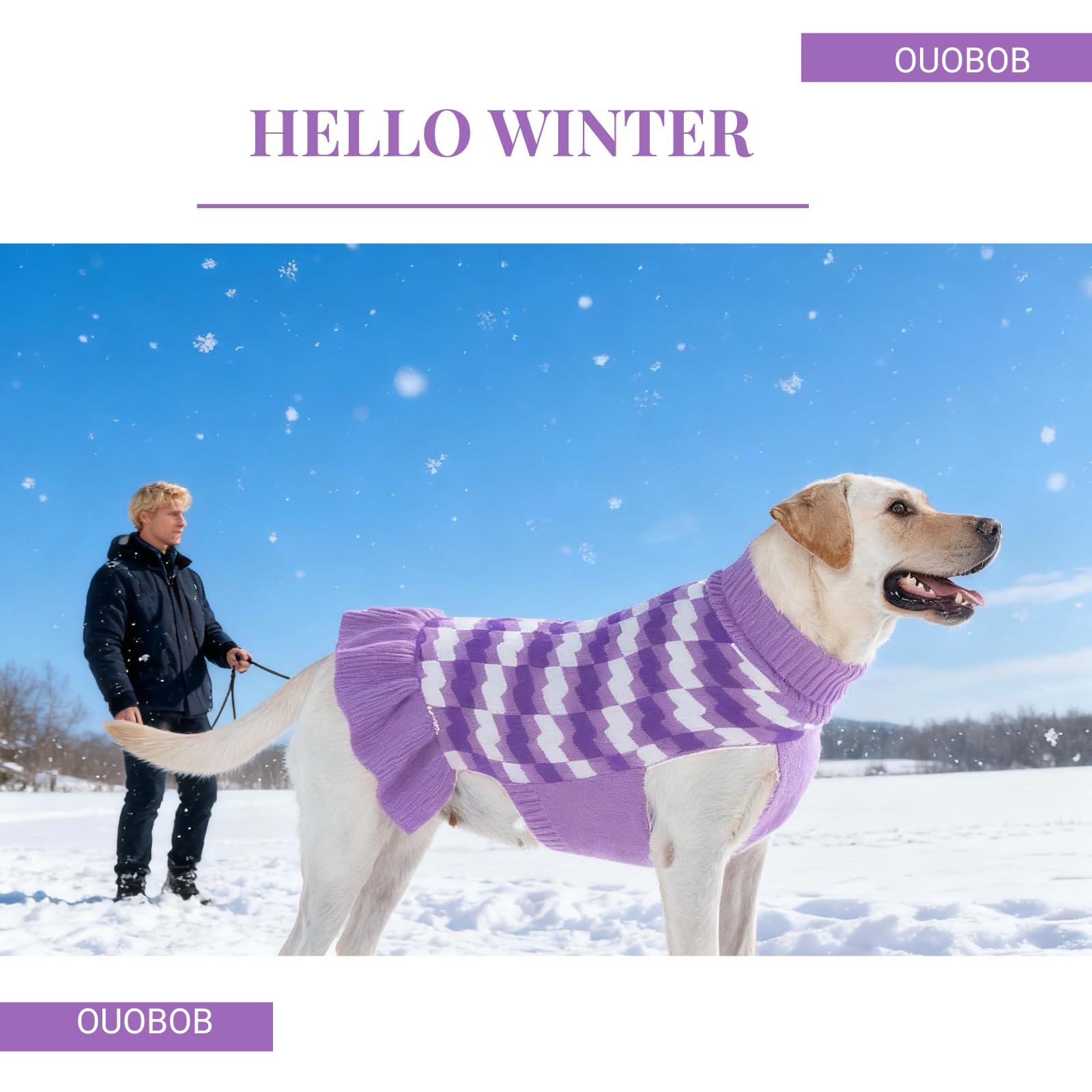 Maglione per cani XL, caldo maglione a collo alto per cani femmina, comodo abbigliamento invernale per cani femmine, ideale per Natale, Ringraziamento e freddo, viola