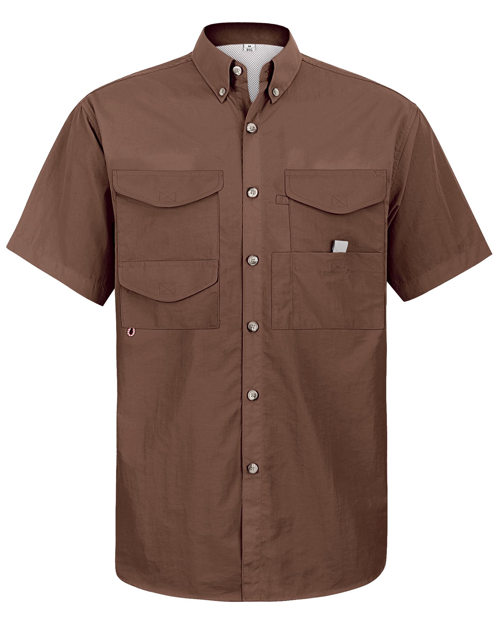 Alimens & Gentle Short Sleeve Fishing Shirt Wicking Fabric Sun Protection Casual Button Down Shirts
