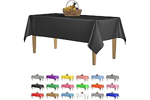 14 Pack Black 54 x 108 in. Rectangle Disposable Plastic Tablecloths