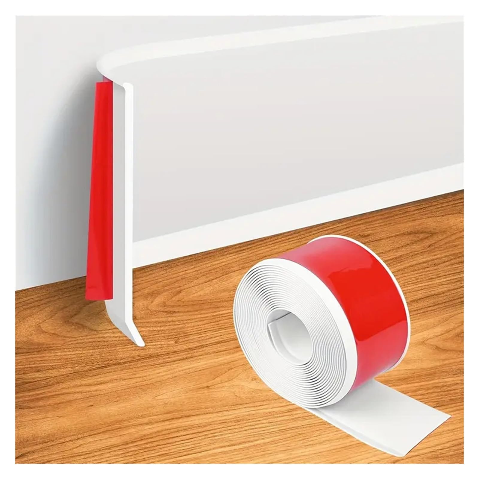 Lvchao White 1Pc 118.11Inch Pvc Baseboard Flexible Self-Adhesive Wall Border Sticker Waterproof Waist Line Wallpaper Pertain Bathroom Kitchen(White)