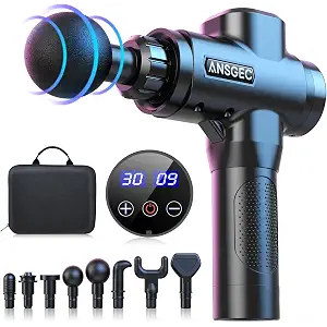 Pistola de Masaje Muscular, Pistola Masajeadora Muscular con 30 Niveles Ajustables, Potente, Ultra Silenciosos y Pantalla Táctil LCD,8 Cabezas Pistola Masaje para Relajación Recuperación Fatiga
