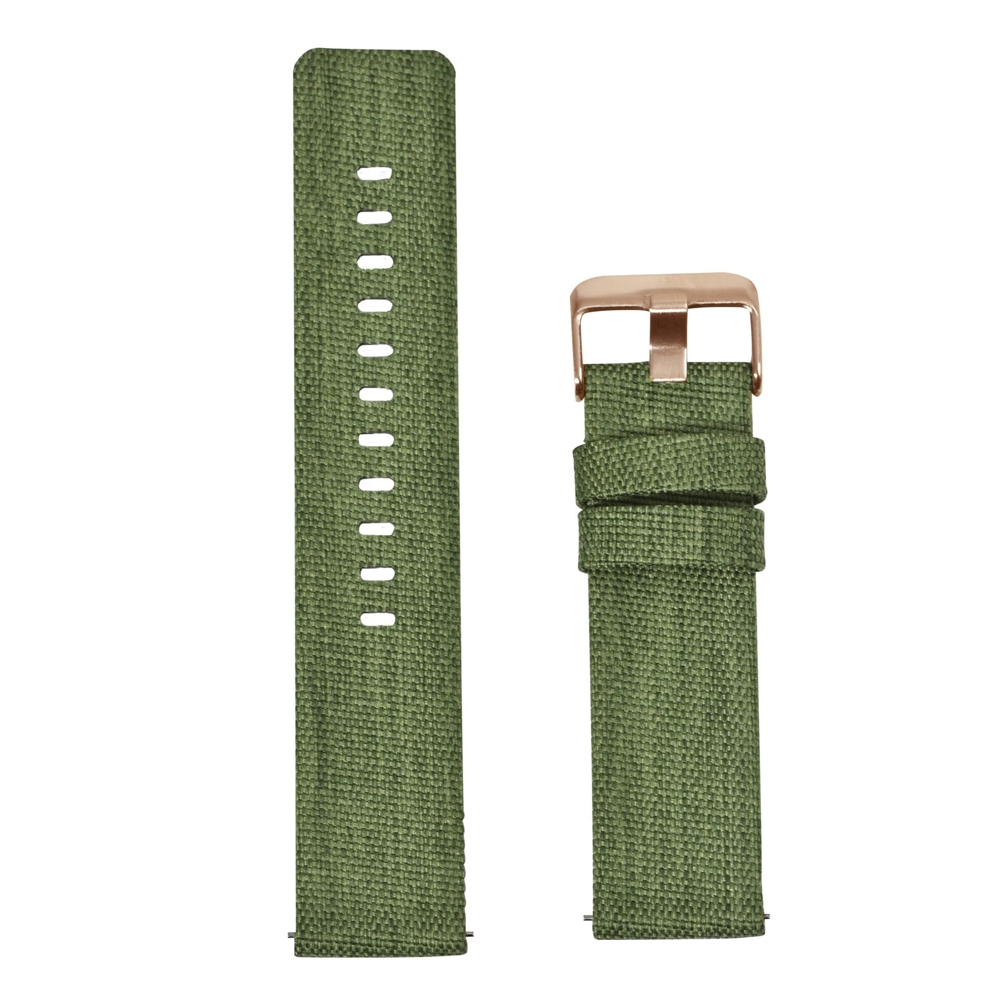 INEOUT Bracelet De Montre En Nylon 18 Mm, 20 Mm, 22 Mm, 24 Mm, À Dégagement Rapide, En Toile, Style Sport, Noir Et Bleu(Army Green-RG,20mm)
