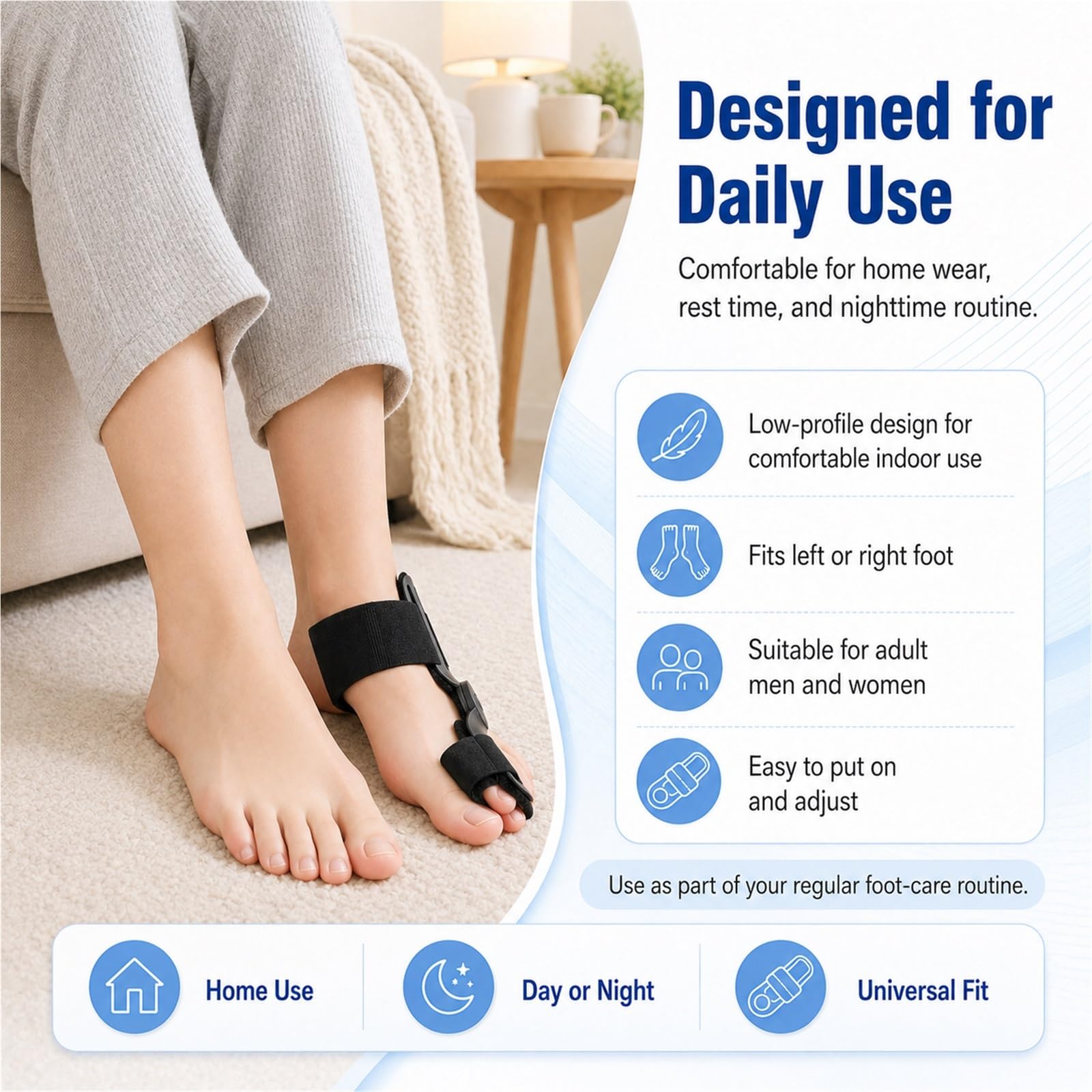 Hallux Valgus Korrektur Schiene Damen Herren, Zehentrenner Großer Zeh mit Verstellbarem Knopf, Orthopädische Zehenkorrektur Orthese zur Schmerzlinderung, Universal