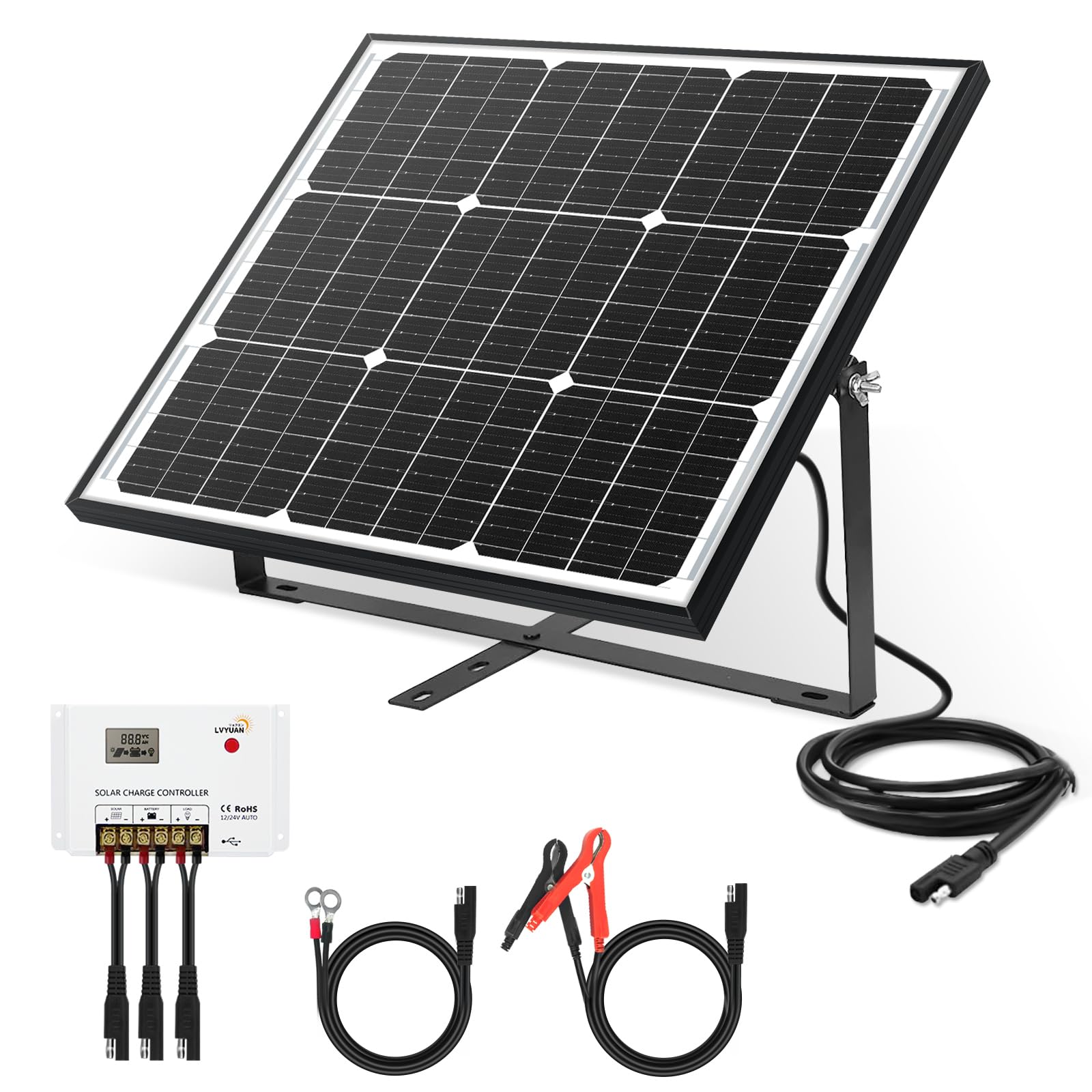 DOKIO ソーラーパネル 50W 18V 高効率 単結晶 弱光環境でも安定出力 車用発電パネル 車中泊 防災グッズ 自作のソーラー発電に適