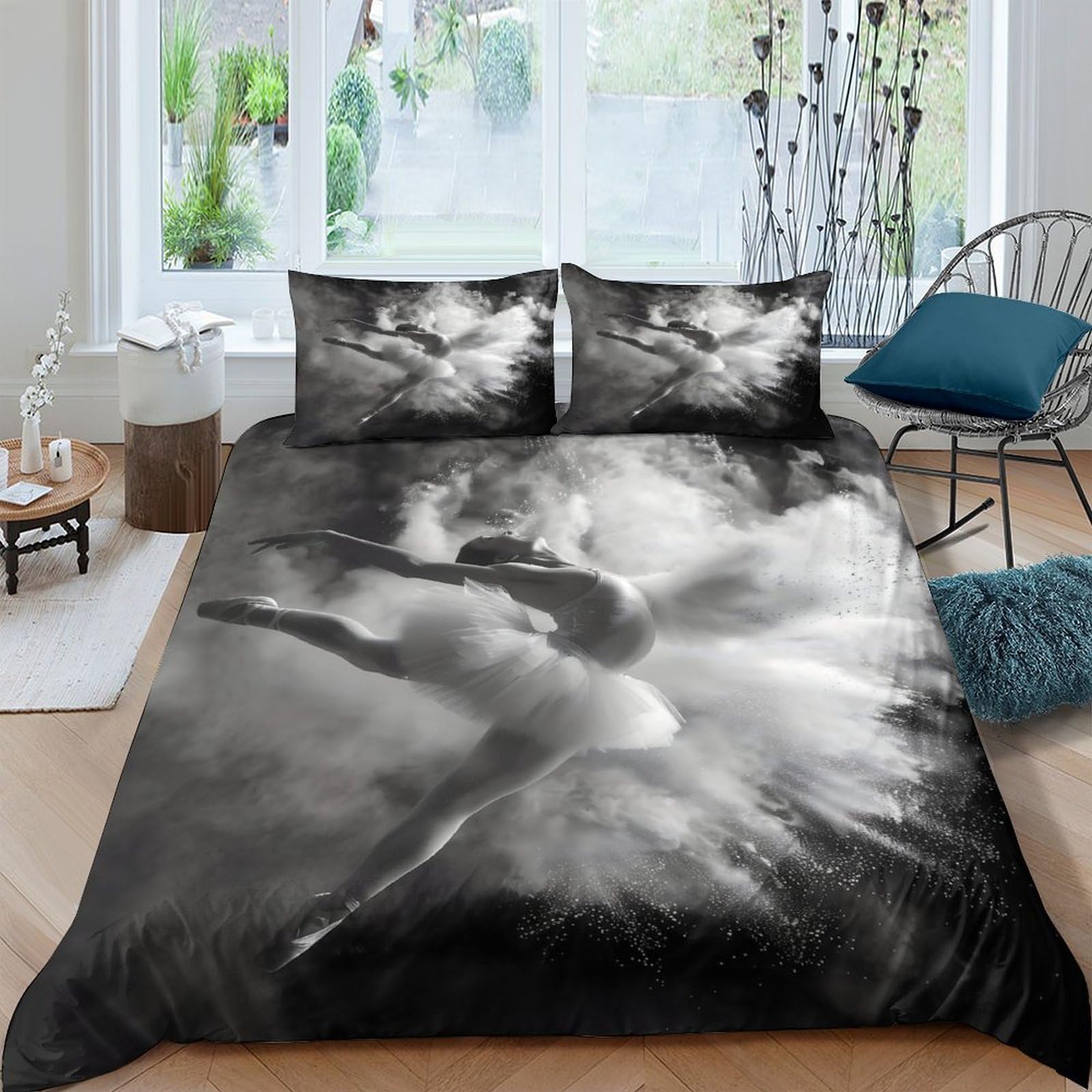 Ctjqhvkz Style-7 3D Printed Ballet Dancer Fitted Sheet Microfiber Artistic Black White Mattress Cover For Bedroom Dorm Decor Protection Single（135X200cm）