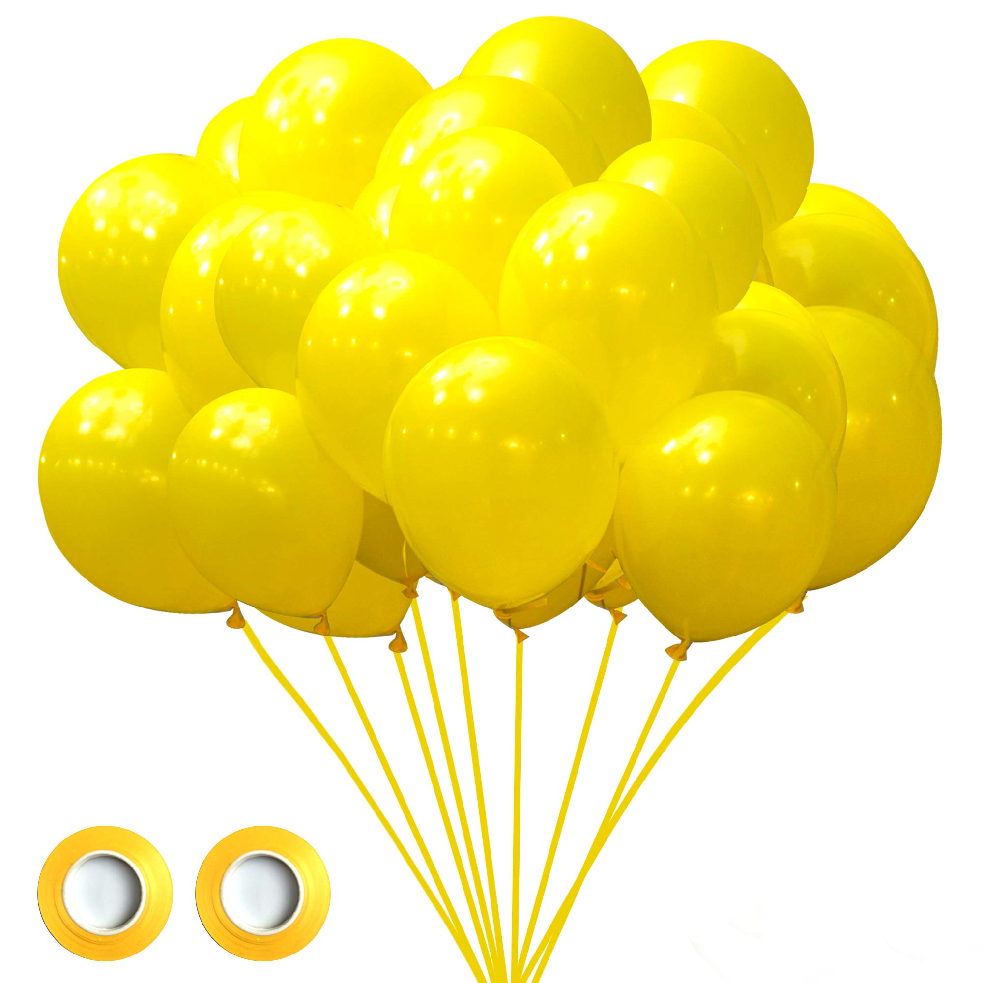Jonhamwelbor Yellow Balloons 12 inch 100 Pack Matte Dark Yellow Latex Helium Balloons for Baby Shower Birthday Wedding Party Decorations (With Ribbon)ClimatePartner certified
